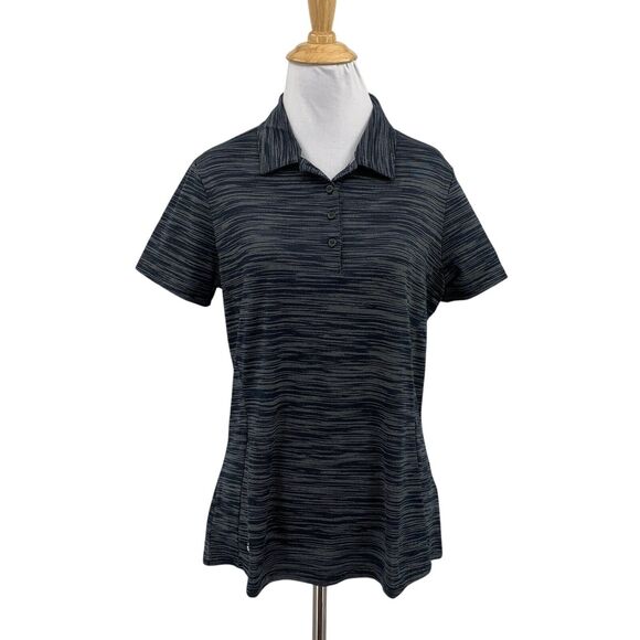 Adidas Polo Shirt Womens M Medium Black Grey Spacedye Primegreen Performance - Picture 1 of 11